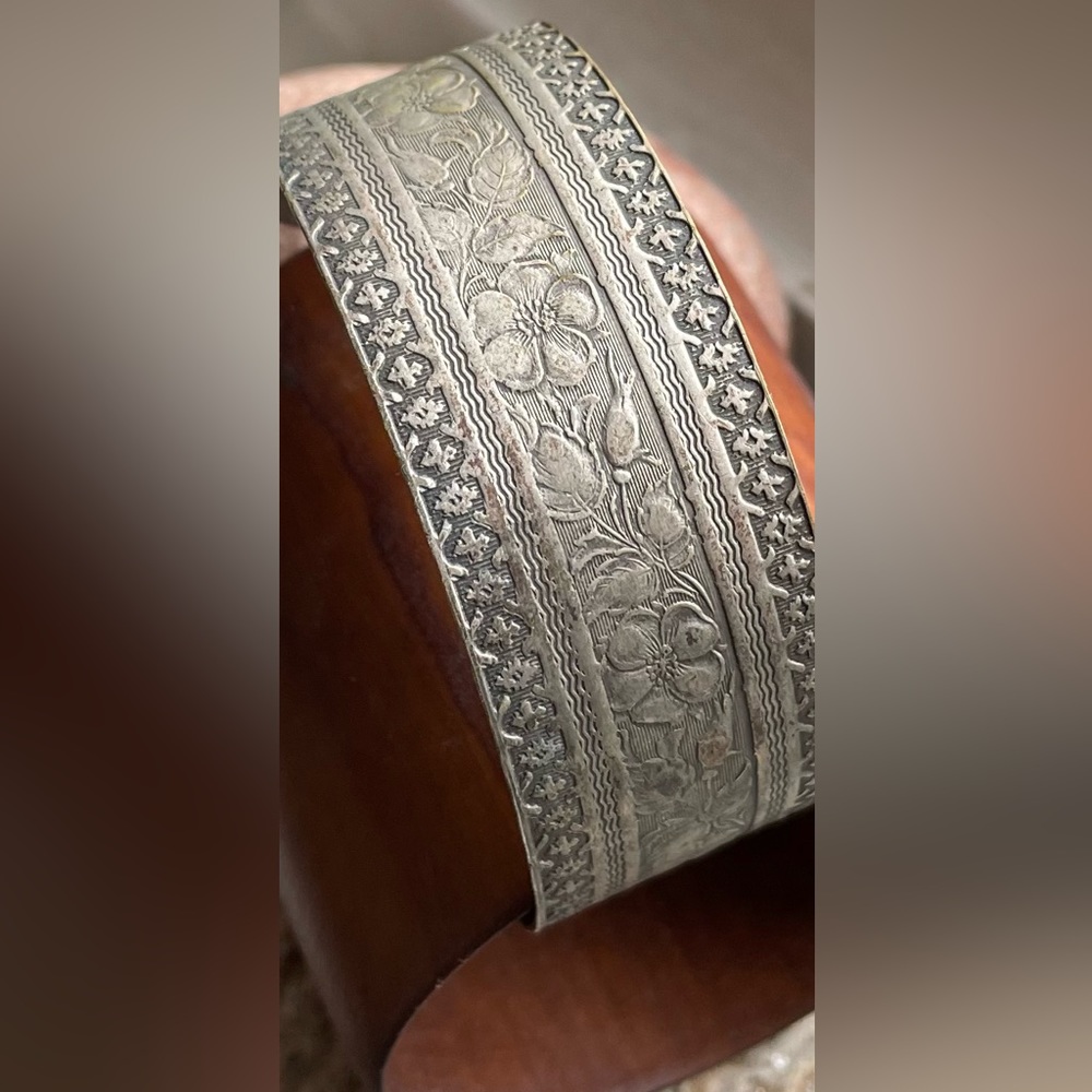 Cuff Stamped Vintage Floral Bracelet